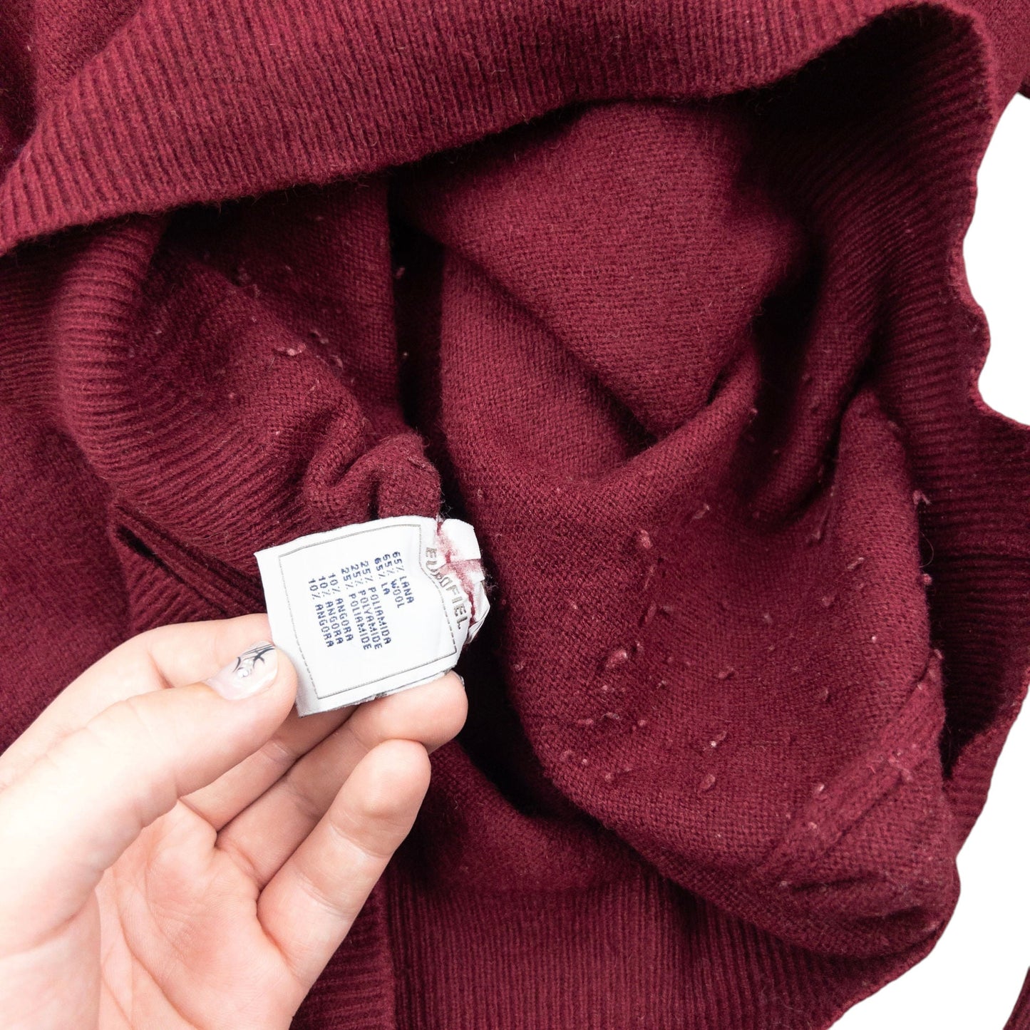 Vintage 90s YSL Yves Saint Laurent Wool Jumper Size L | Large, Burgundy
