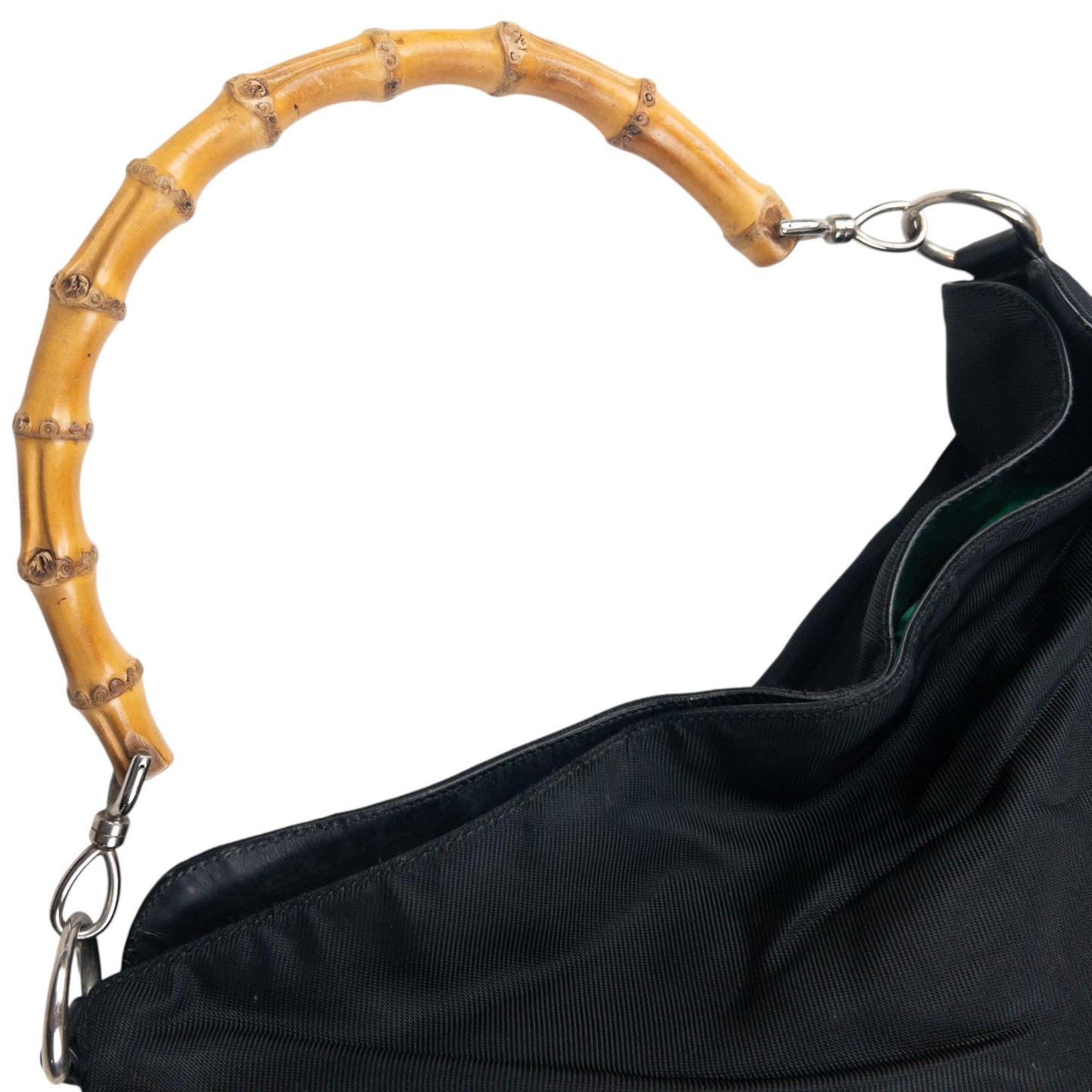 Vintage 90s Gucci Bamboo Handle Shoulder Bag | O/S, Black