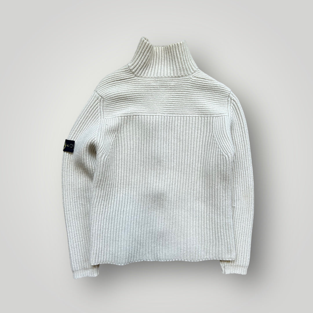 Stone Island AW/04 Ribbed Zip Up Knit S | Default Title, Cream