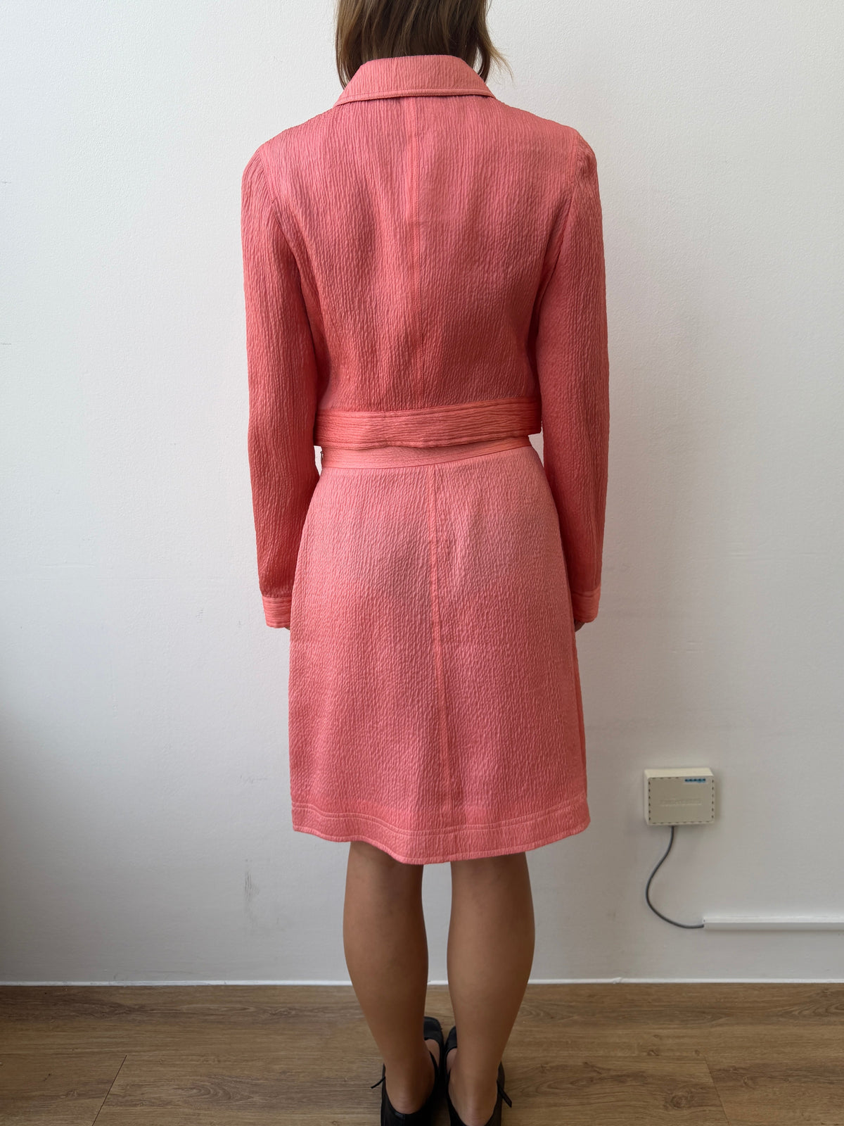 Prada 90s Textured Silk Set | 44, Red