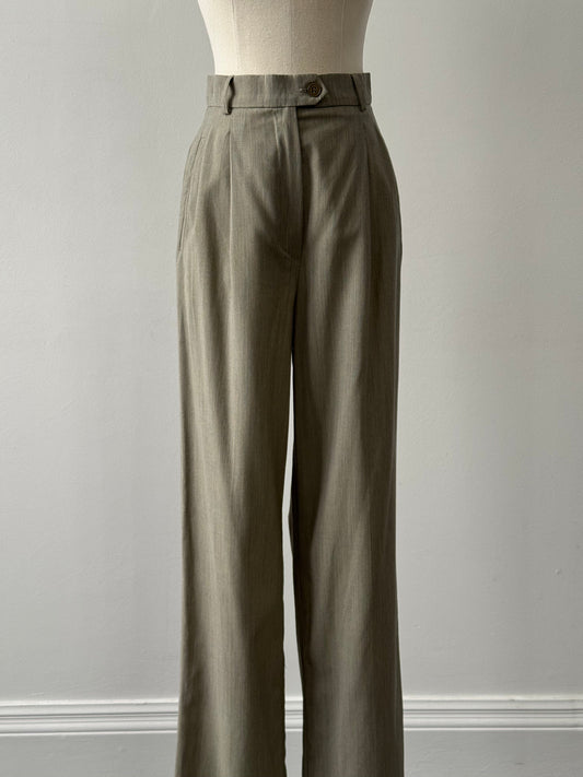 Max Mara 1990s Pure Wool High Waisted Straight Leg Trousers - W24