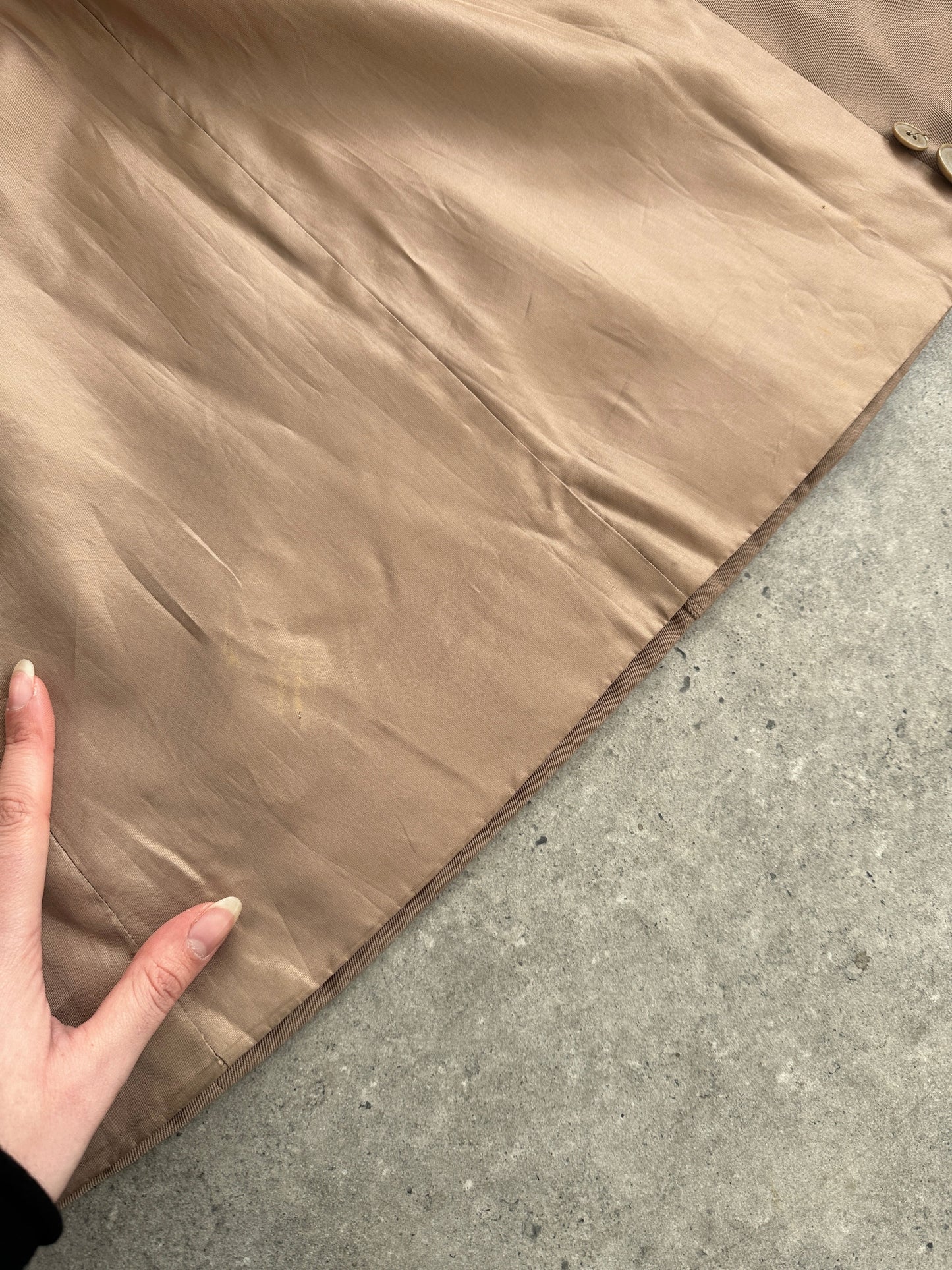 Vintage Pure Virgin Wool Double Breasted Belted Trench Coat - M