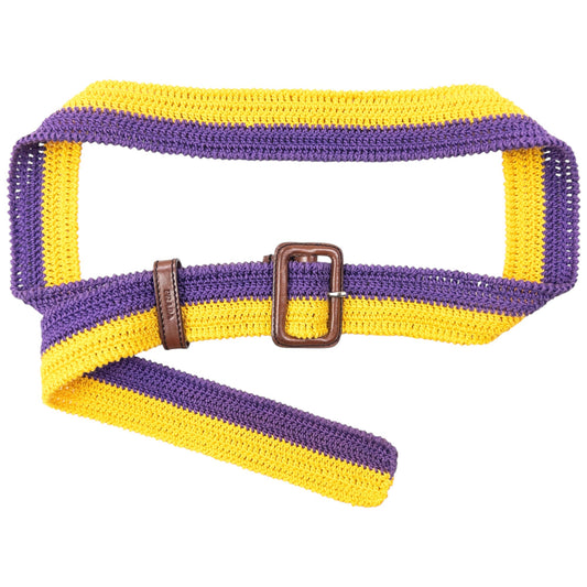 Vintage 90s Prada Adjustable Crochet Knitted Belt | O/S, Purple and Yellow