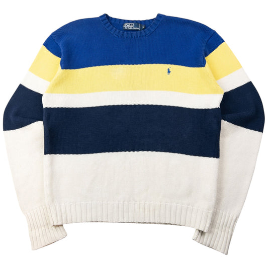 Vintage 90s Polo Ralph Lauren Striped Knit Jumper Size M | Medium, Red