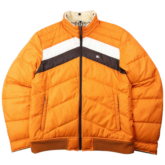 Vintage 2000s Burberry Nova Check Lined Puffer Jacket Size M | Medium, Orange