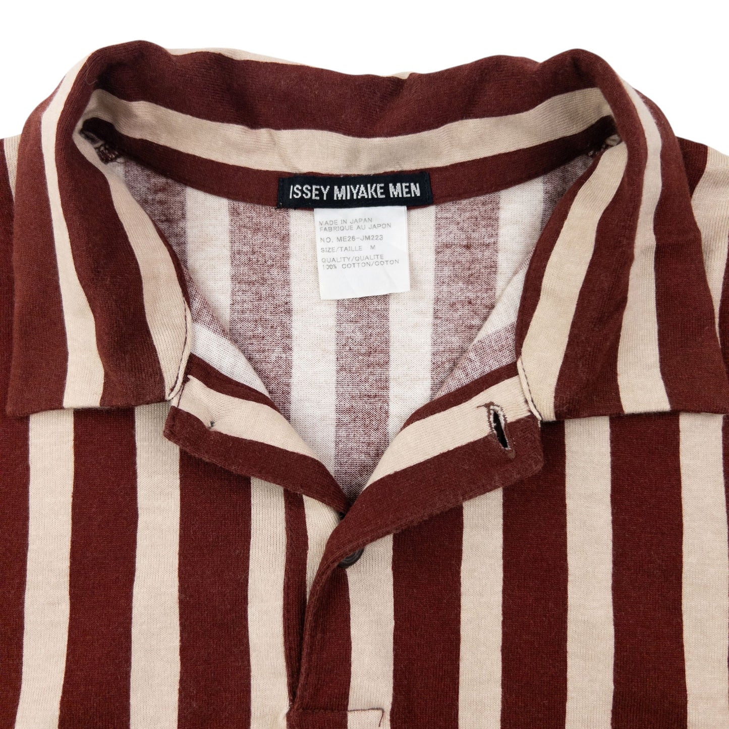 Vintage 2000s Issey Miyake MEN Striped Polo Shirt Size M | Medium, Brown