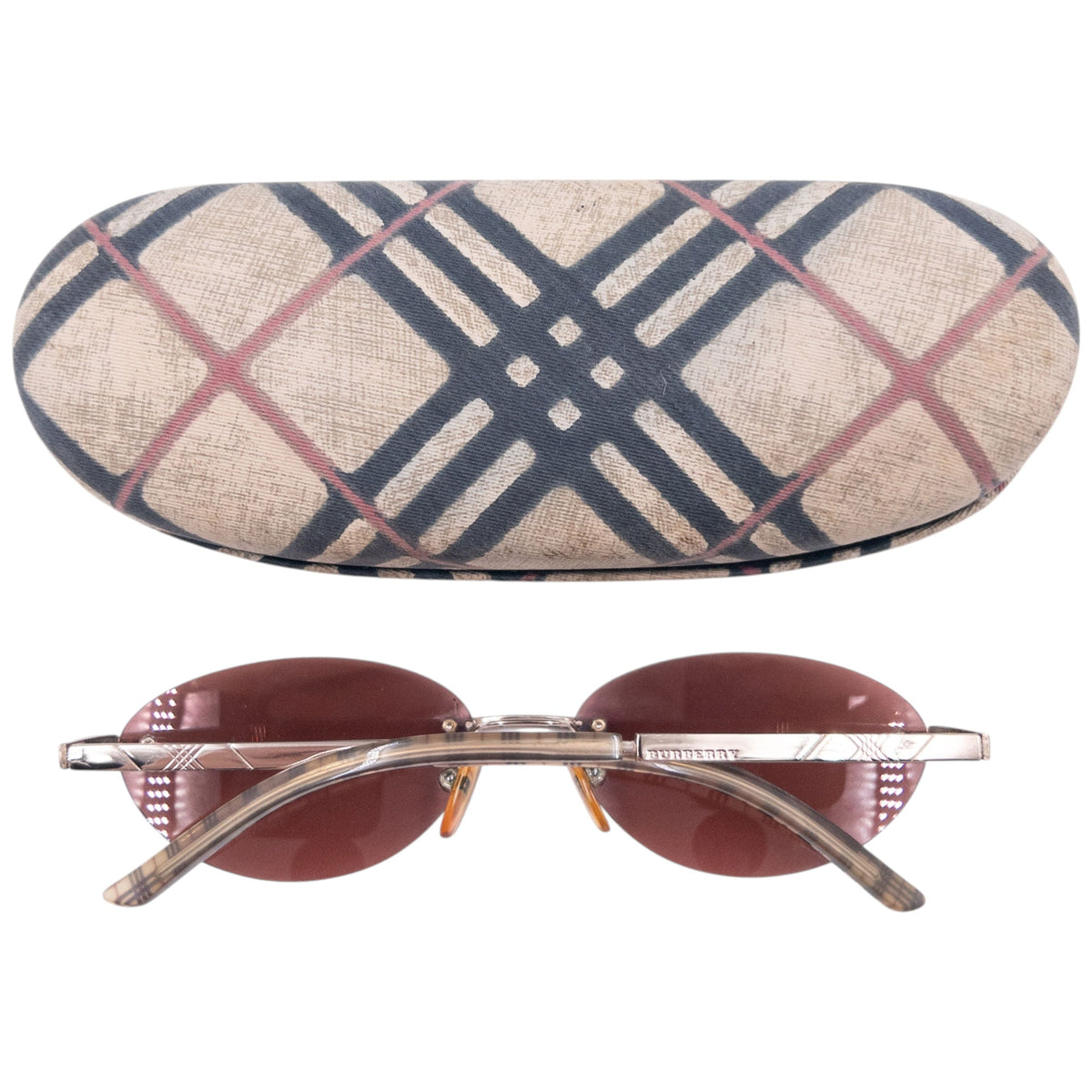 Vintage 2000s Burberry Nova Check Rimless Sunglasses | O/S, Gold