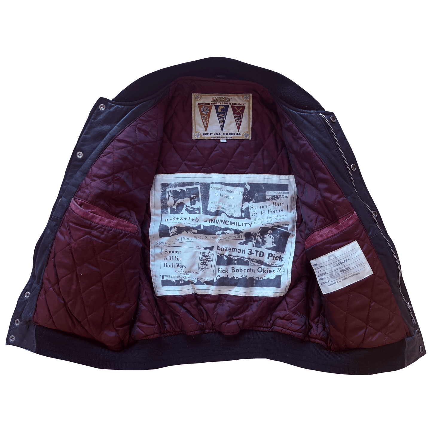 Avirex Bobcats Leather Varsity Jacket - S | Small, Tan
