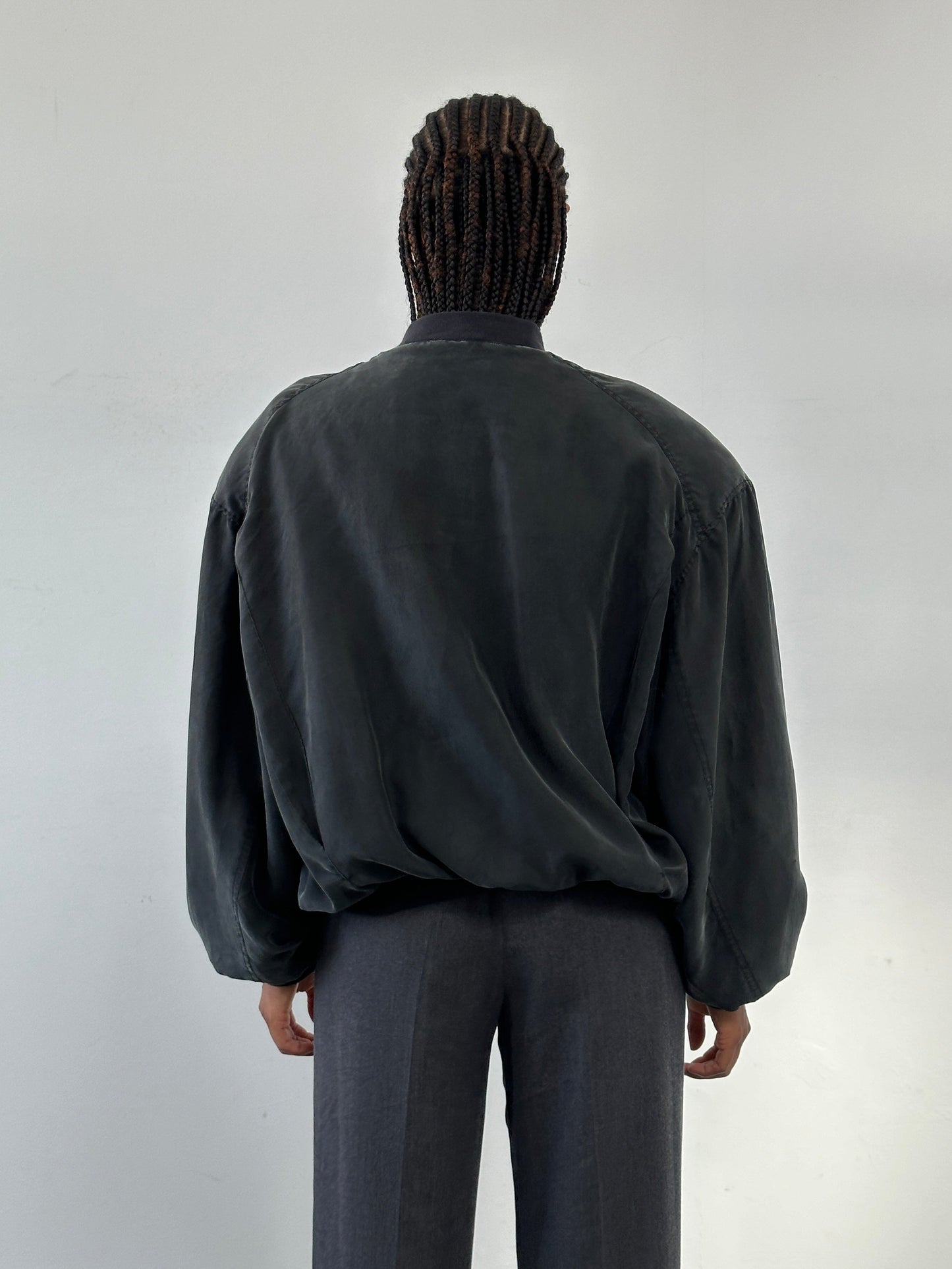 Vintage 1990s Pure Silk Bomber Jacket - L
