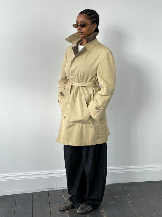 Christian Dior Paris 1980s Cotton Belted Trench Coat - M
