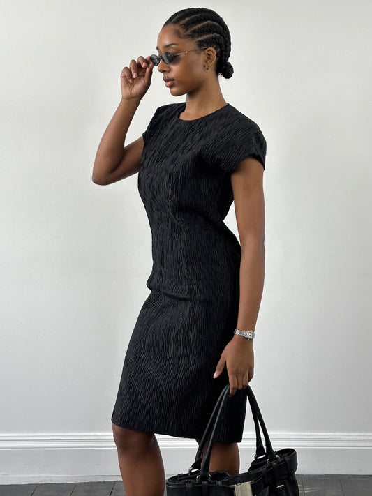 Italian Vintage Pleated Sleeveless Midi Dress - S/M