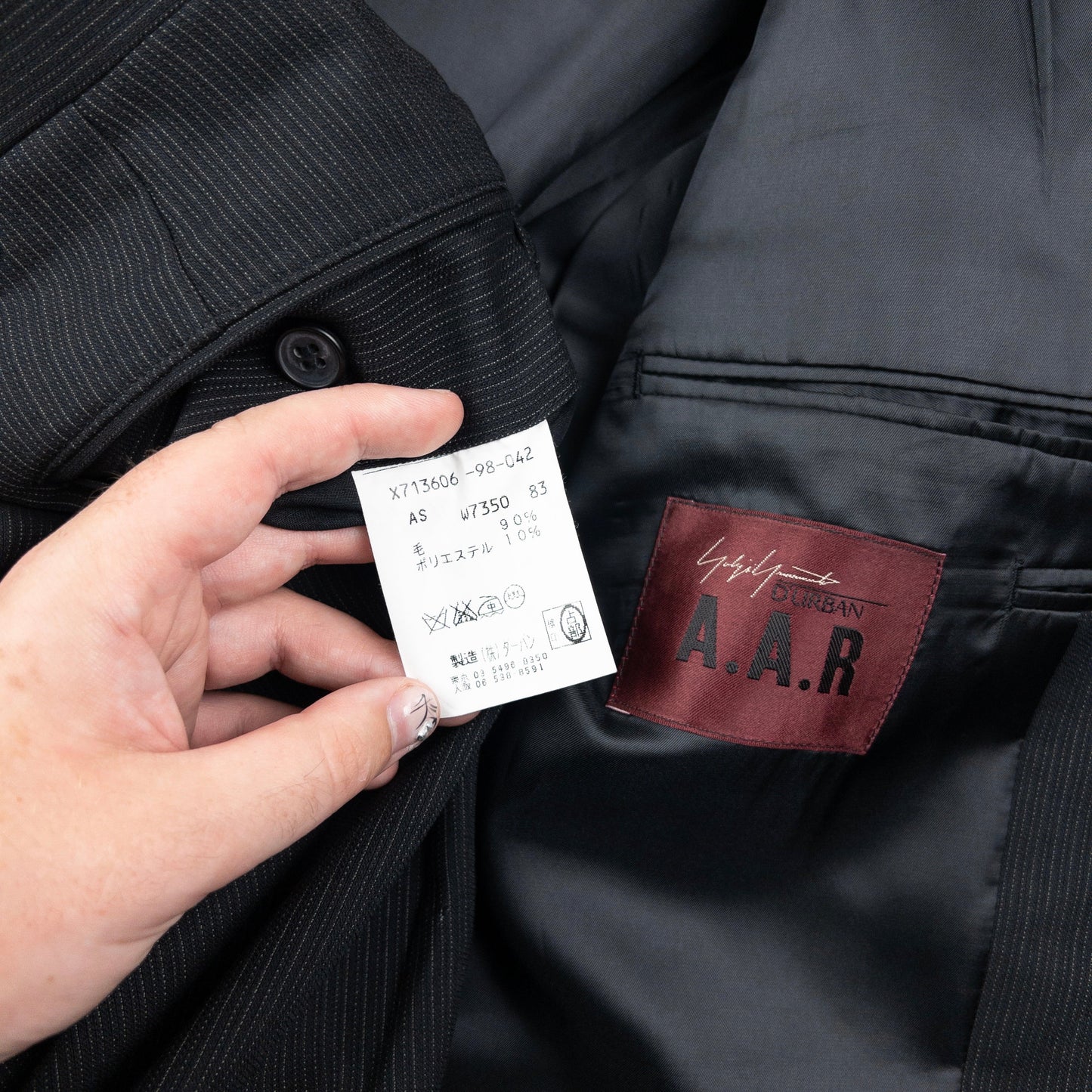 Vintage 90s Yohji Yamamoto D'Urban A.A.R Pinstripe Jacket & Trousers Suit Set Size S | Small, Black