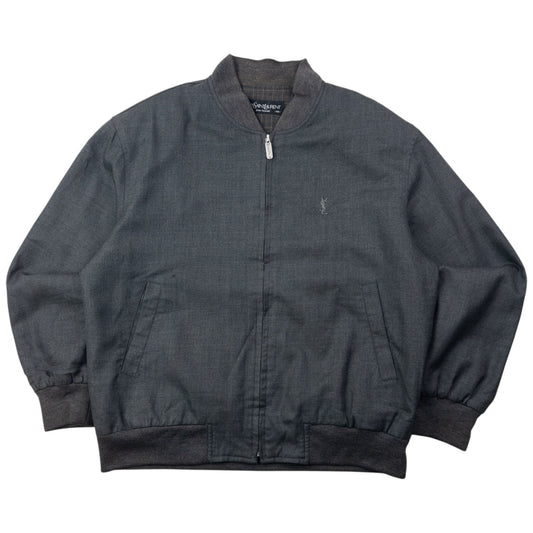 Vintage 90s YSL Yves Saint Laurent Bomber Jacket Size L | Large, Grey