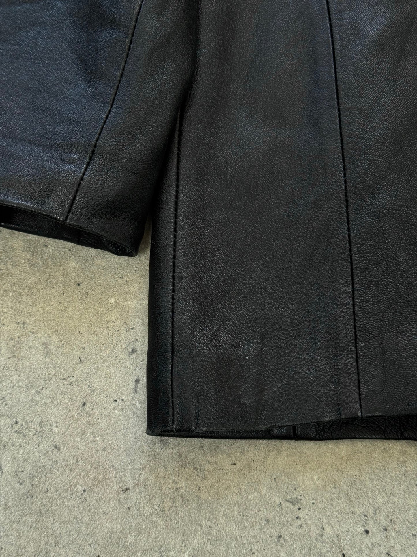 British Vintage 1990s Fitted Leather Jacket - S