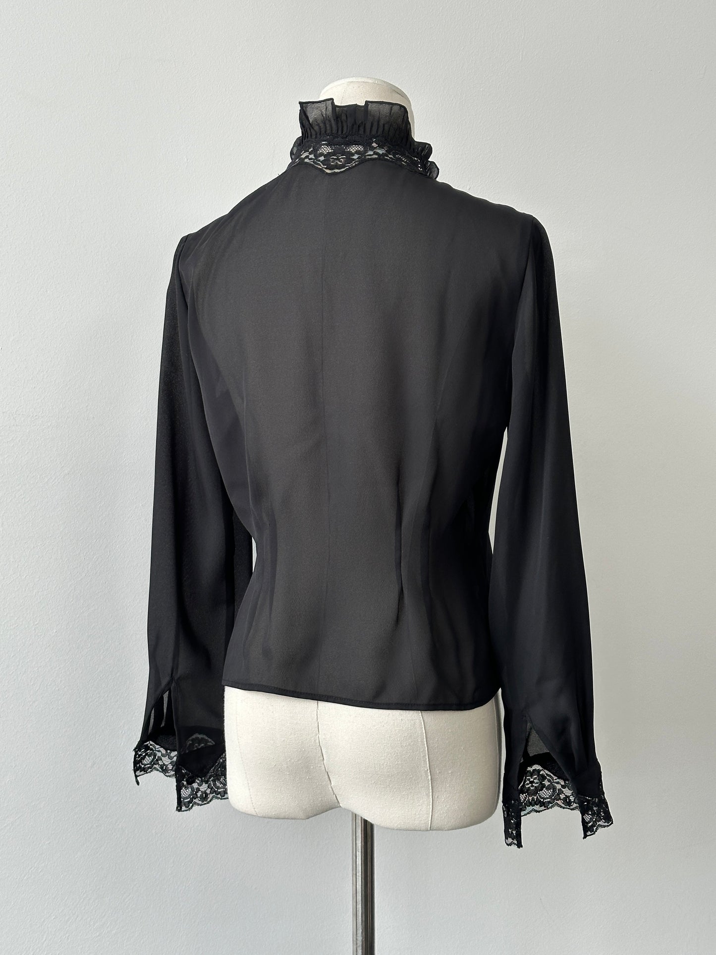 Vintage 1990s Lace Sheer Ruffle Top - XS-S