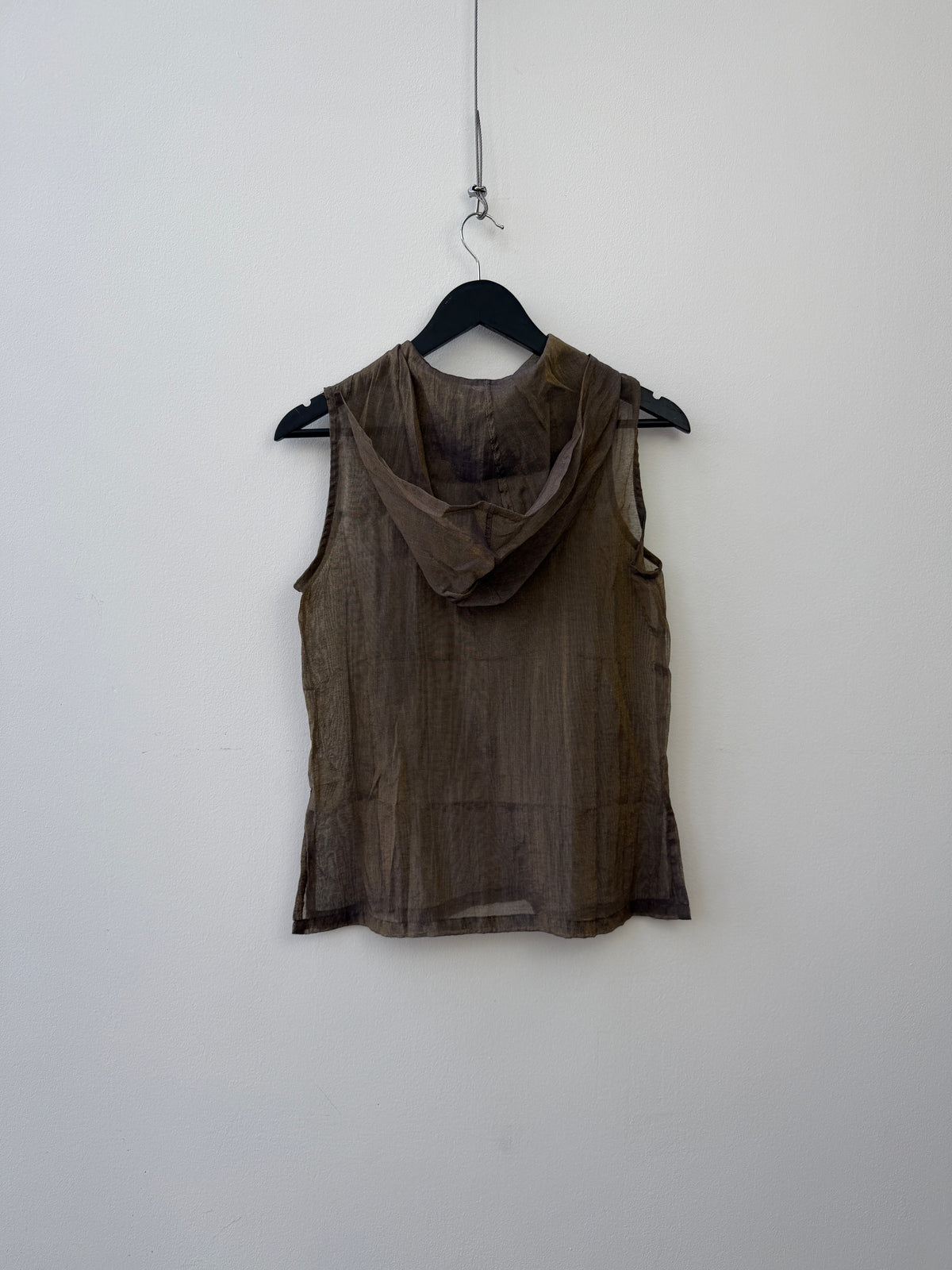 Armani Jeans 90s Iridescent Sheer Hooded Two-Piece Dress Set | Medium, Brown