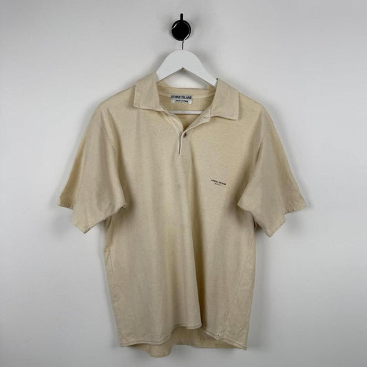 90's Stone Island Marina Polo Shirt Cream (M/L) | Medium, Cream