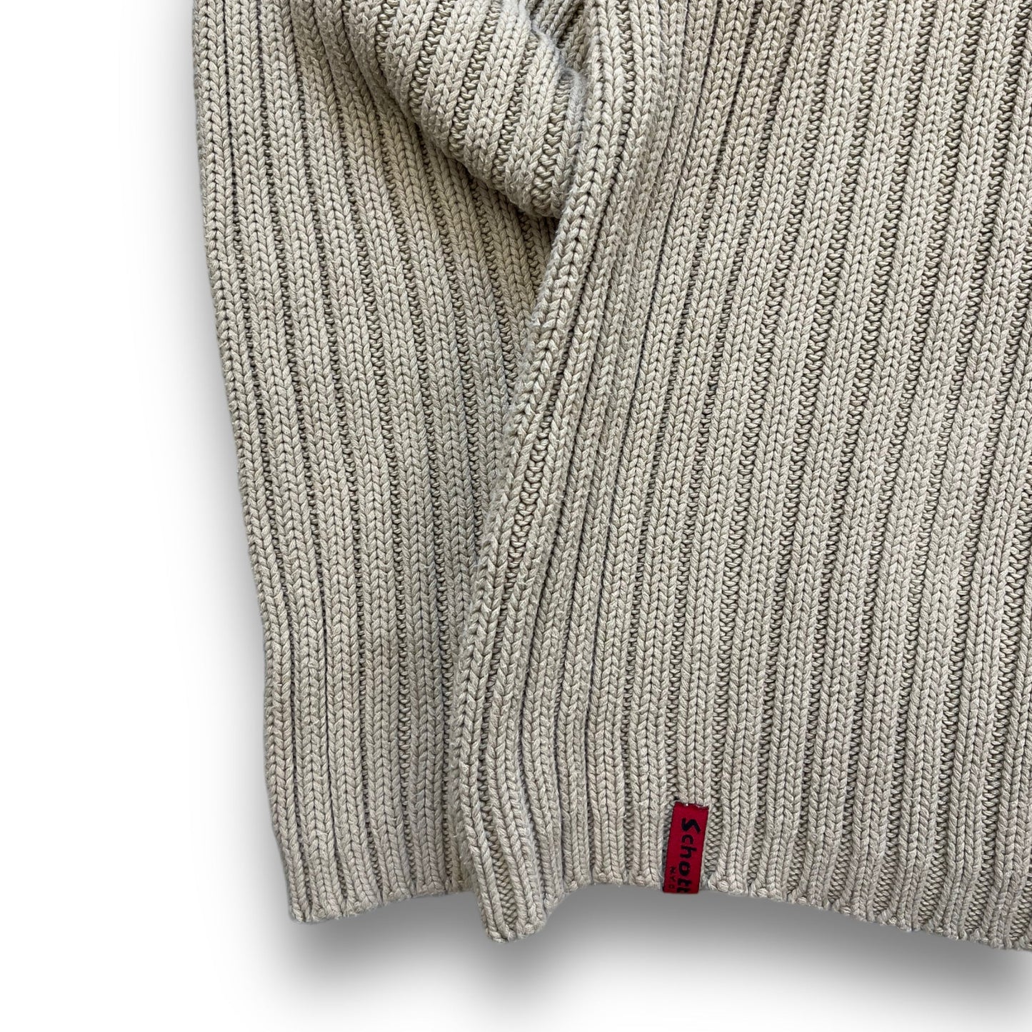 2000's Schott NYC Dual Zip Knitted Balaclava Hoodie (M) | Default Title, Beige