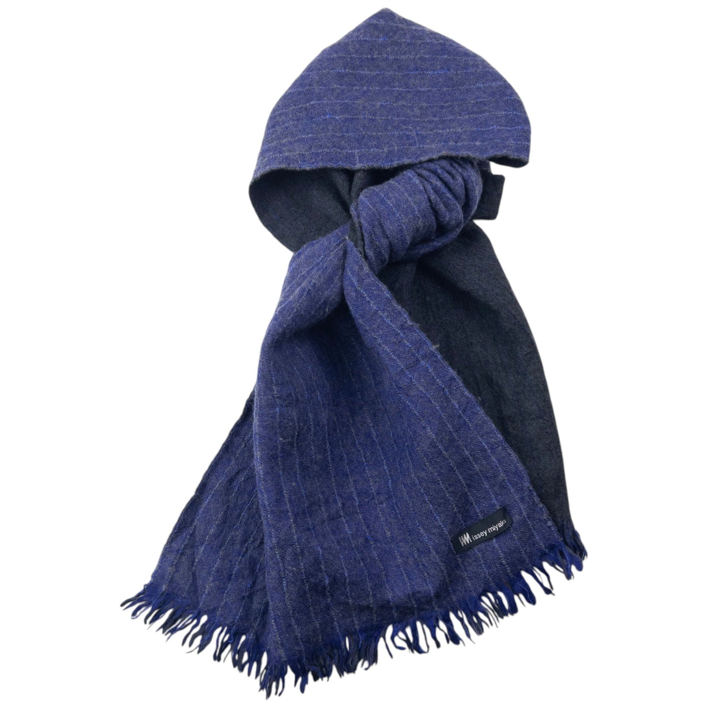 Vintage 2000s Issey Miyake Wool Tassel Scarf | O/S, Blue
