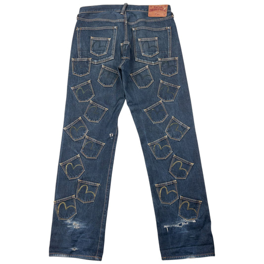 Vintage 2000s Evisu Multi Pocket Gull Japanese Denim Jeans Size W35