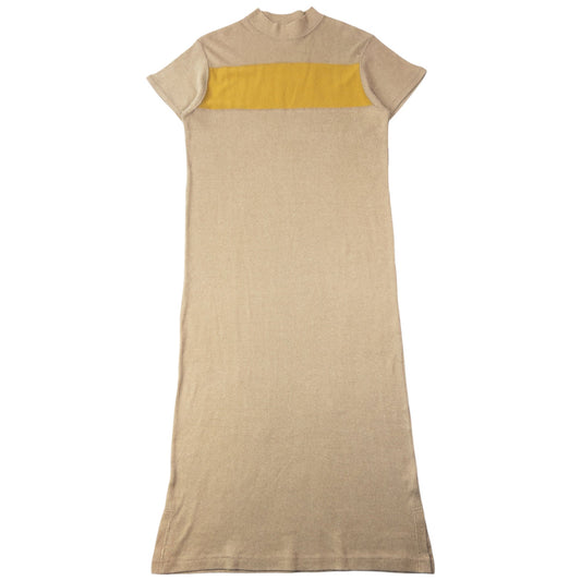 Vintage 90s Hai Sporting Gear By Issey Miyake Ribbed T Shirt Dress Womens Size M | Medium, Beige
