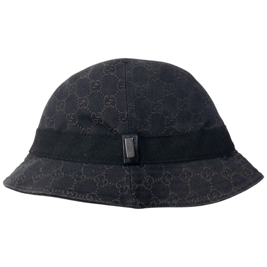 Vintage 2000s Gucci Monogram Bucket Hat Size M | O/S, Black