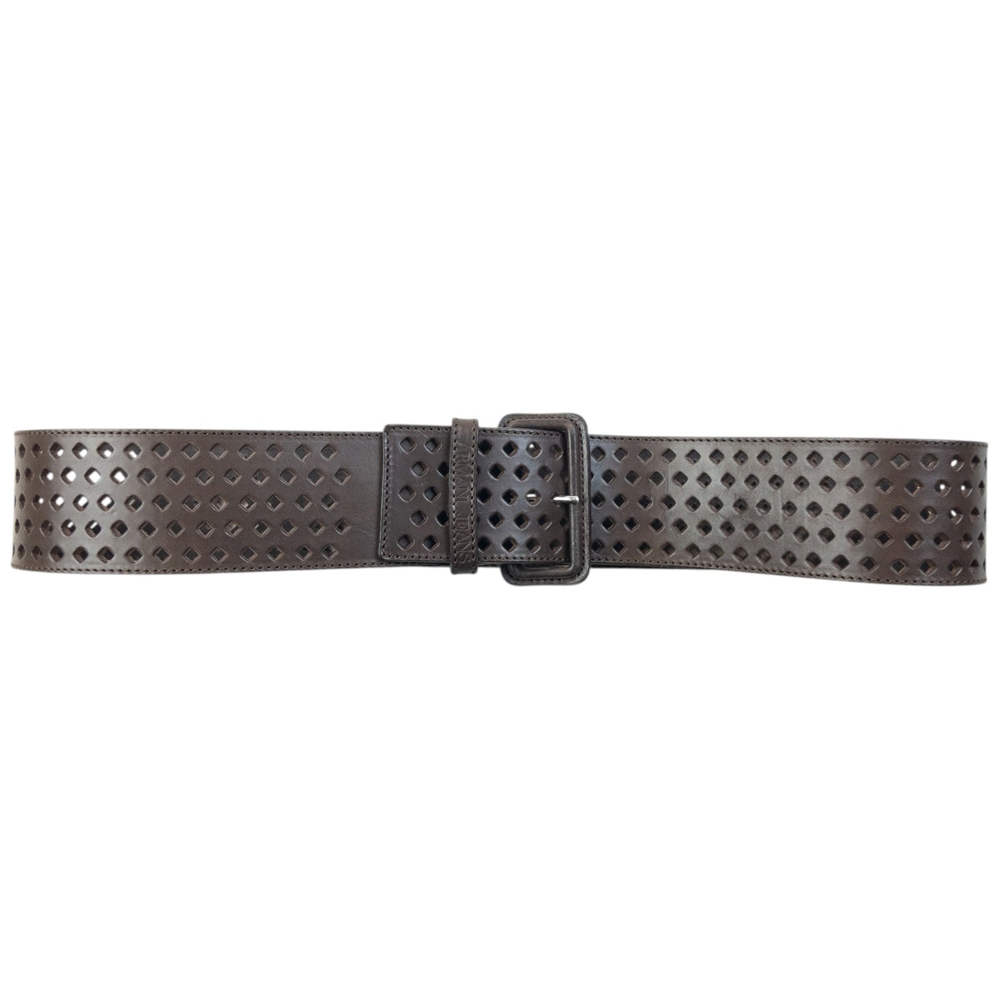 Vintage 2000s Armani Jeans Laser-Cut Leather Belt Size One Size | O/S, Brown