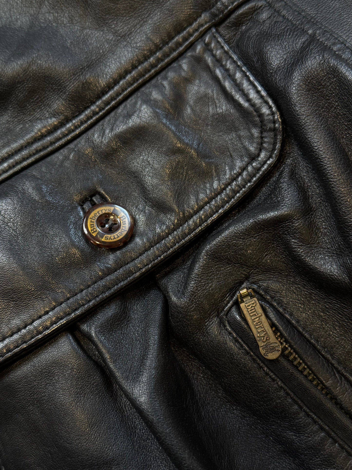 Burberry 1990's Leather Flight Jacket L