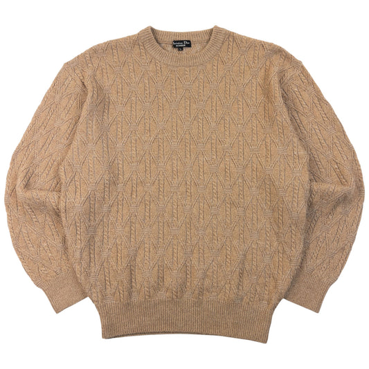 Vintage 90s Dior Monsieur Wool Knit Jumper Size M | Medium, Beige