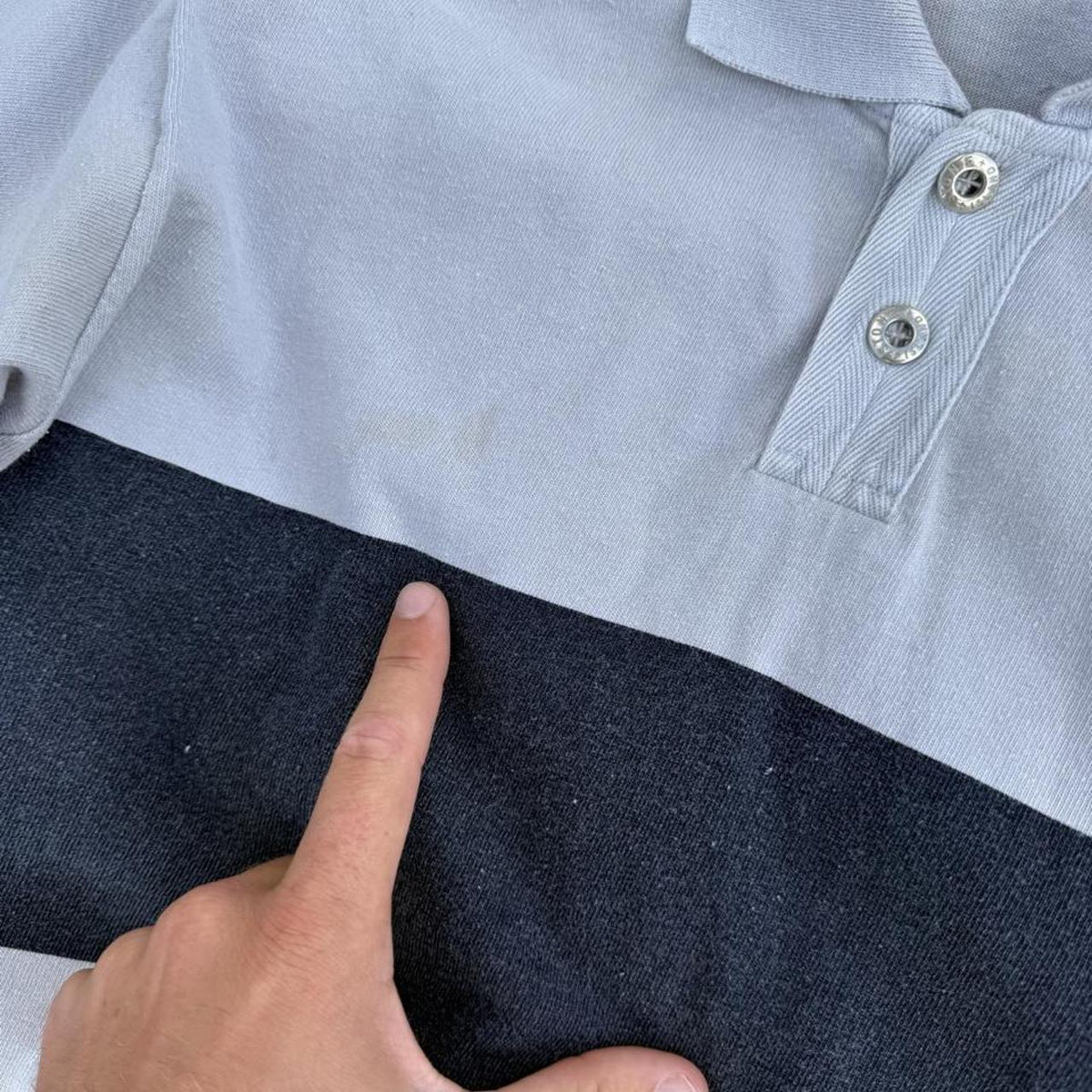 90’s Stone Island Spell-out Polo Shirt (M) | Medium, Grey