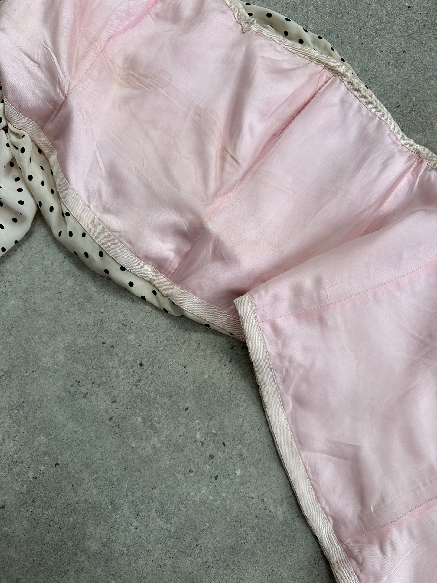 Jaeger 2000s Pure Silk Polkadot Two Piece Skirt Top Set - L/W28