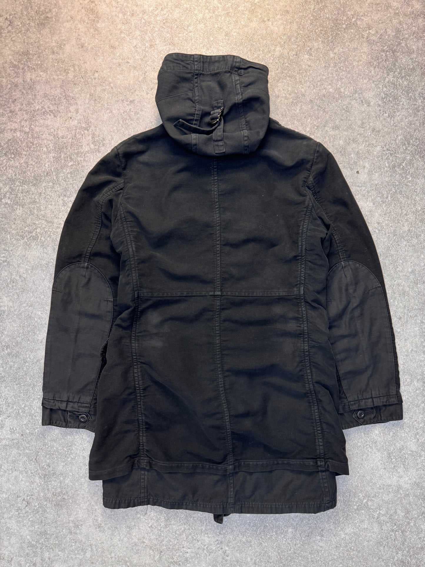 Zucca Double Layered Buckled Hooded Parka Jacket