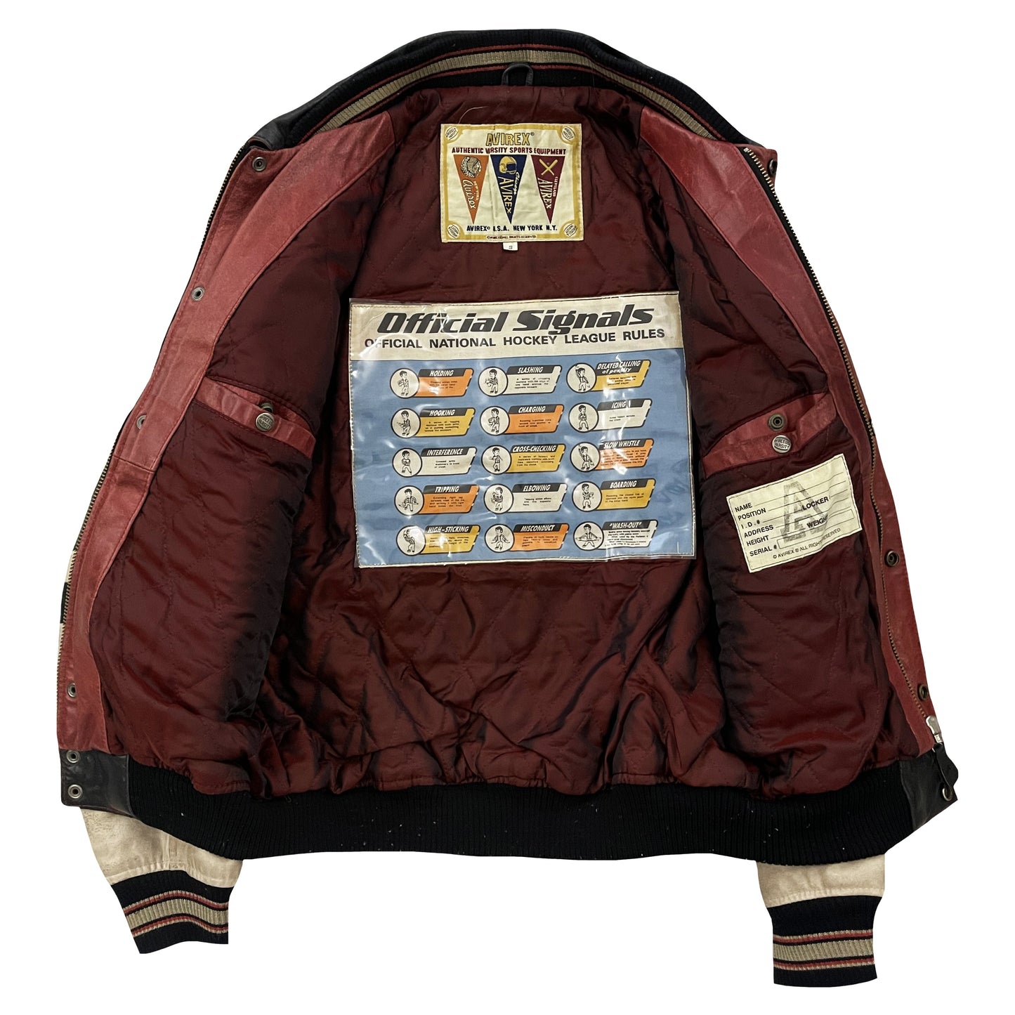 Avirex All Star Goalers Leather Varsity Jacket - S | Small, Black and Beige