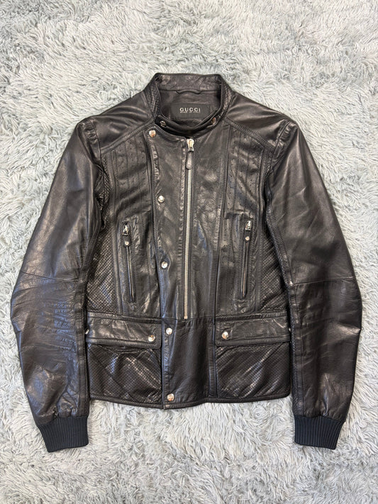 Gucci 00’s by Frida Giannini Perforated Leather Premium Biker Jacket - IT46 | O/S, Black