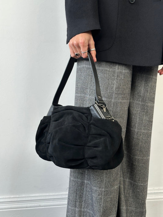 Armani Jeans Suede Ruched Shoulder Bag