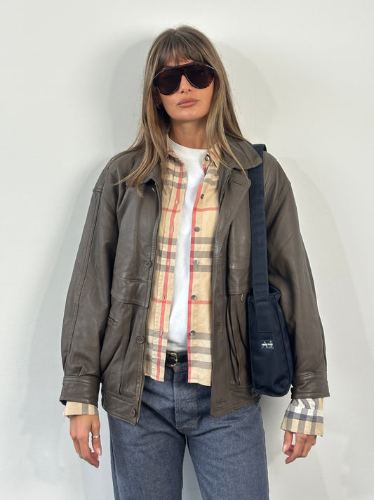 Vintage 1990s Leather Bomber Jacket - M