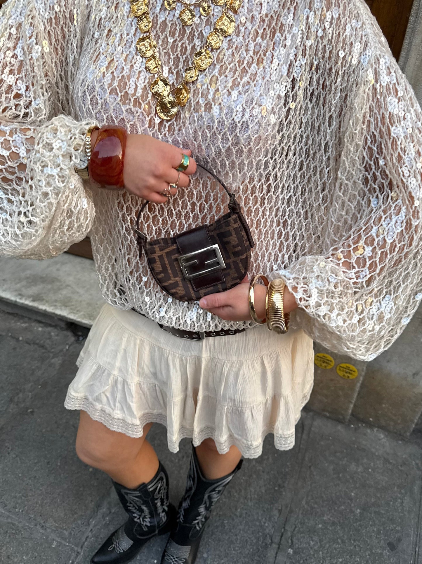 Vintage Fendi Zucca Mini Croissant Handbag | O/S, Multicoloured