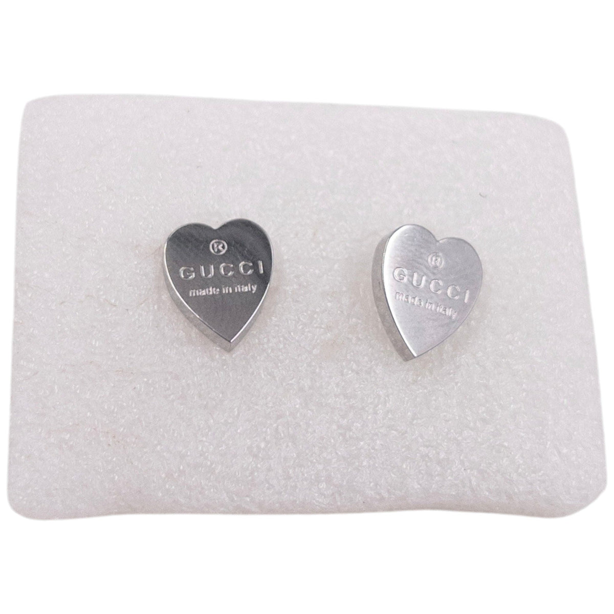 Vintage 2000s Gucci Embossed Heart Stud Earrings | O/S, Grey