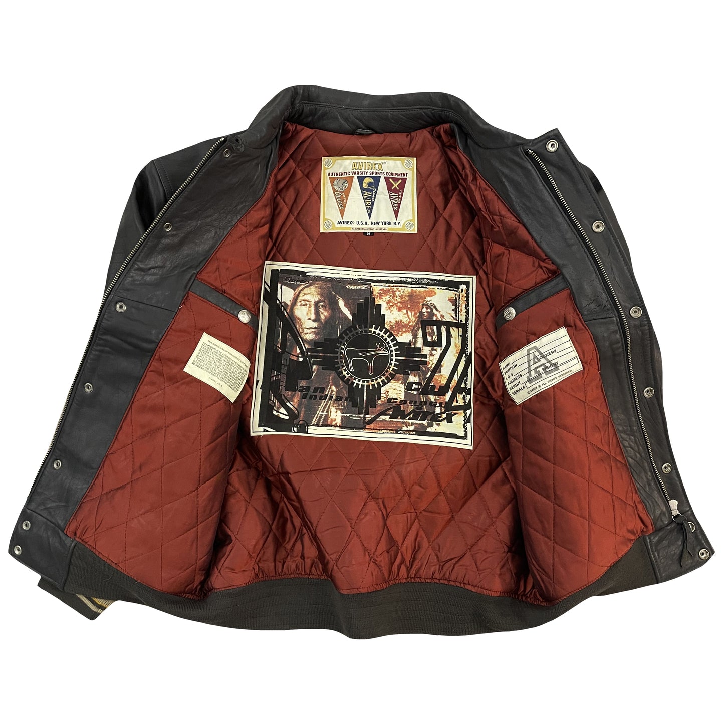 Avirex Senecas Leather Varsity Jacket - M | Medium, Tan