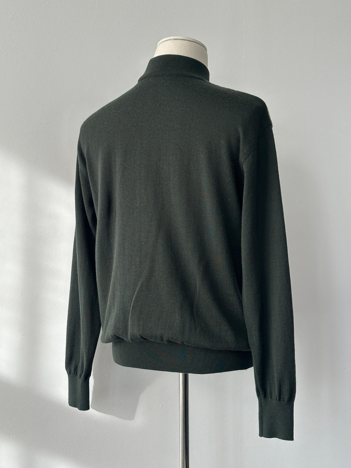 Yves Saint Laurent 1990s pure wool check high neck jumper in black and white, S-M size, featuring a classic plaid pattern.