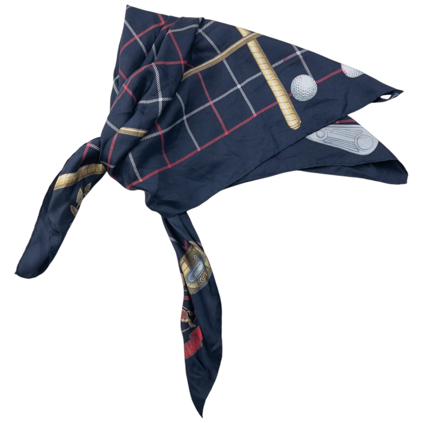 Vintage 90s Burberry Golf Club Silk Scarf | O/S, Navy