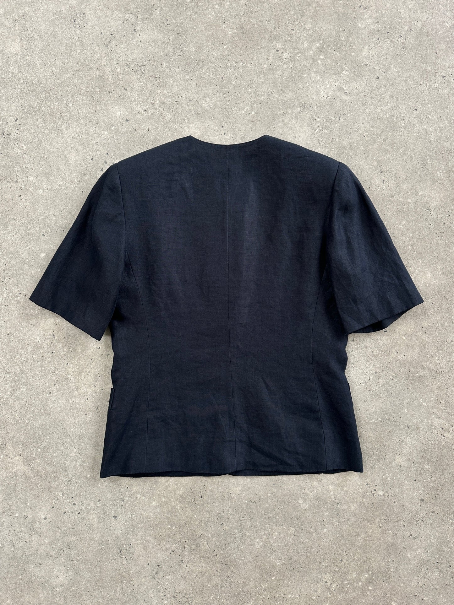 Luisa Spagnoli 1990s Pure Linen Short Sleeve Tailored Blazer - M