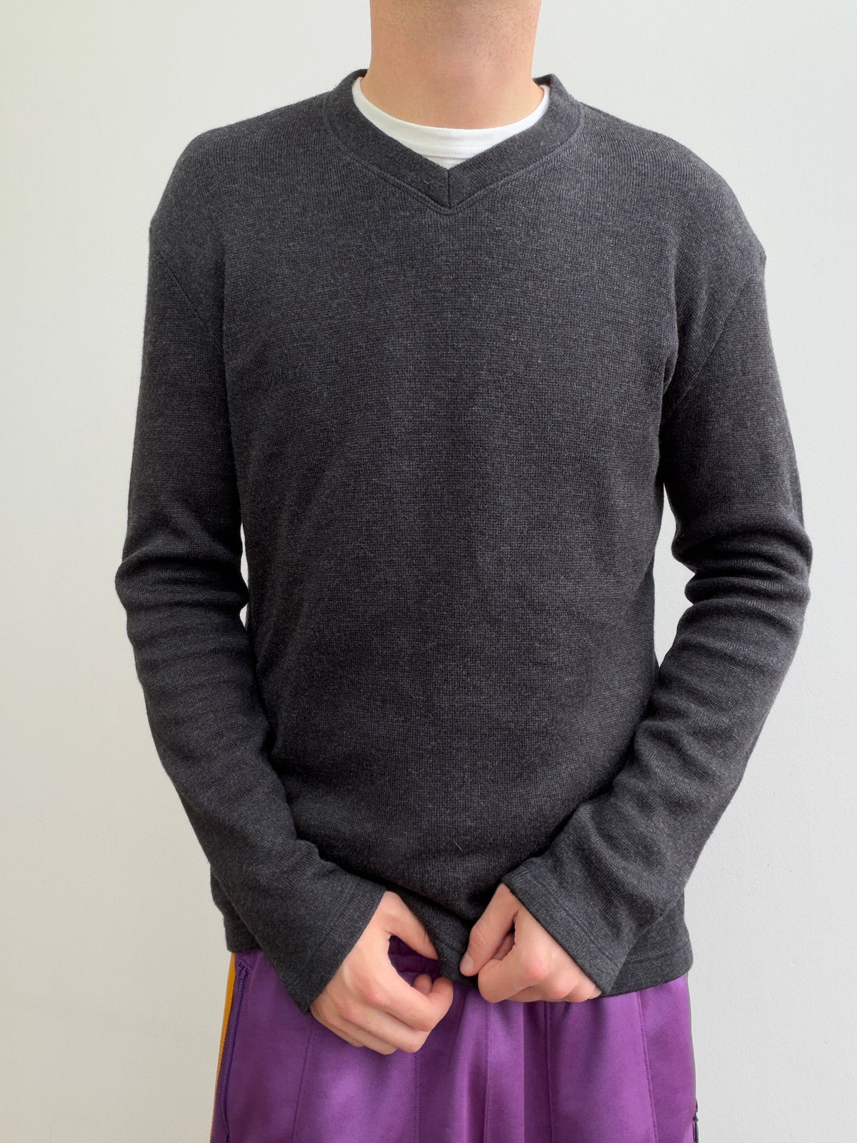 Armani Jeans 90s Wool Blend Jumper | Large, Charcoal
