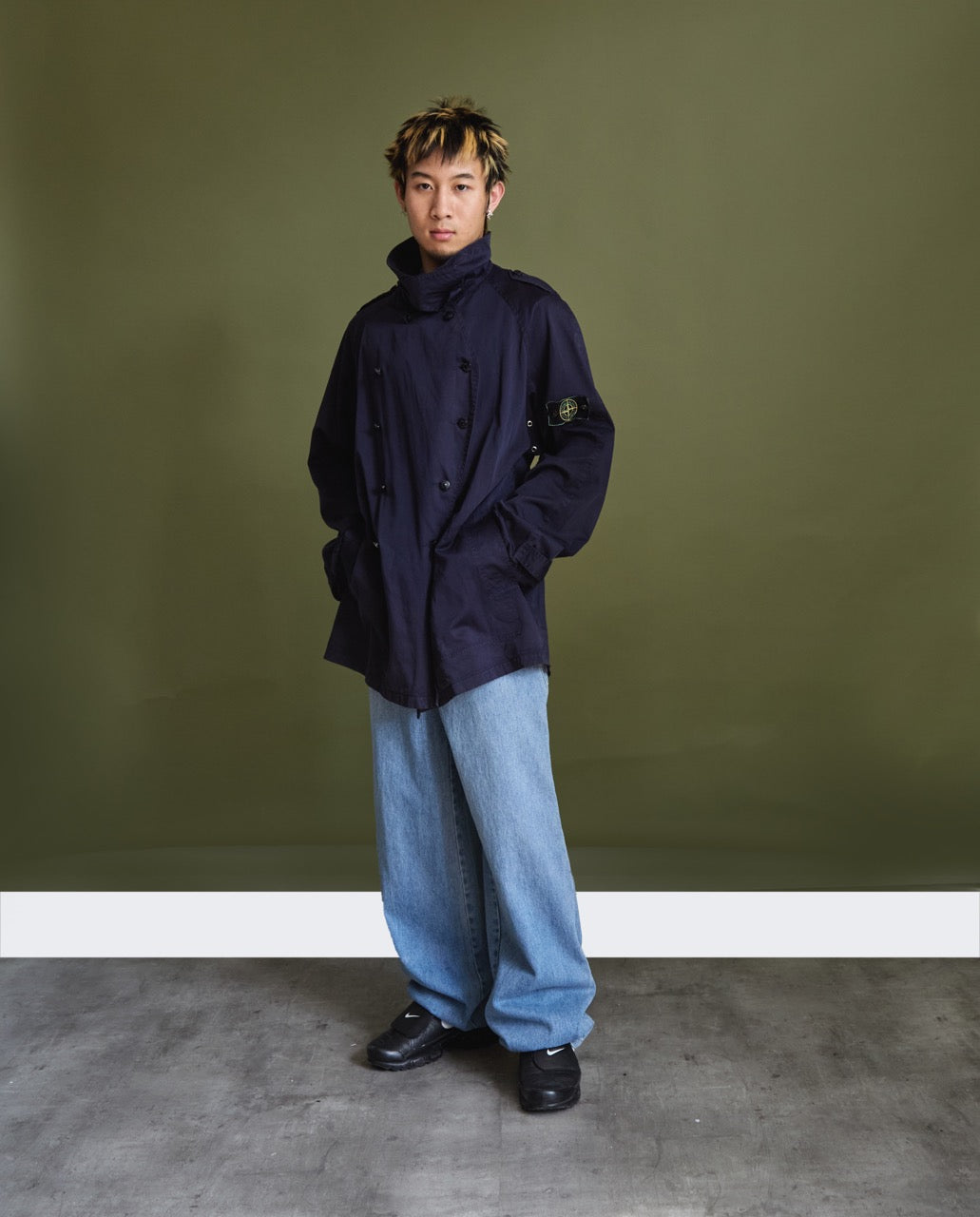 1980s Stone Island Marina Washed Navy Short Trench