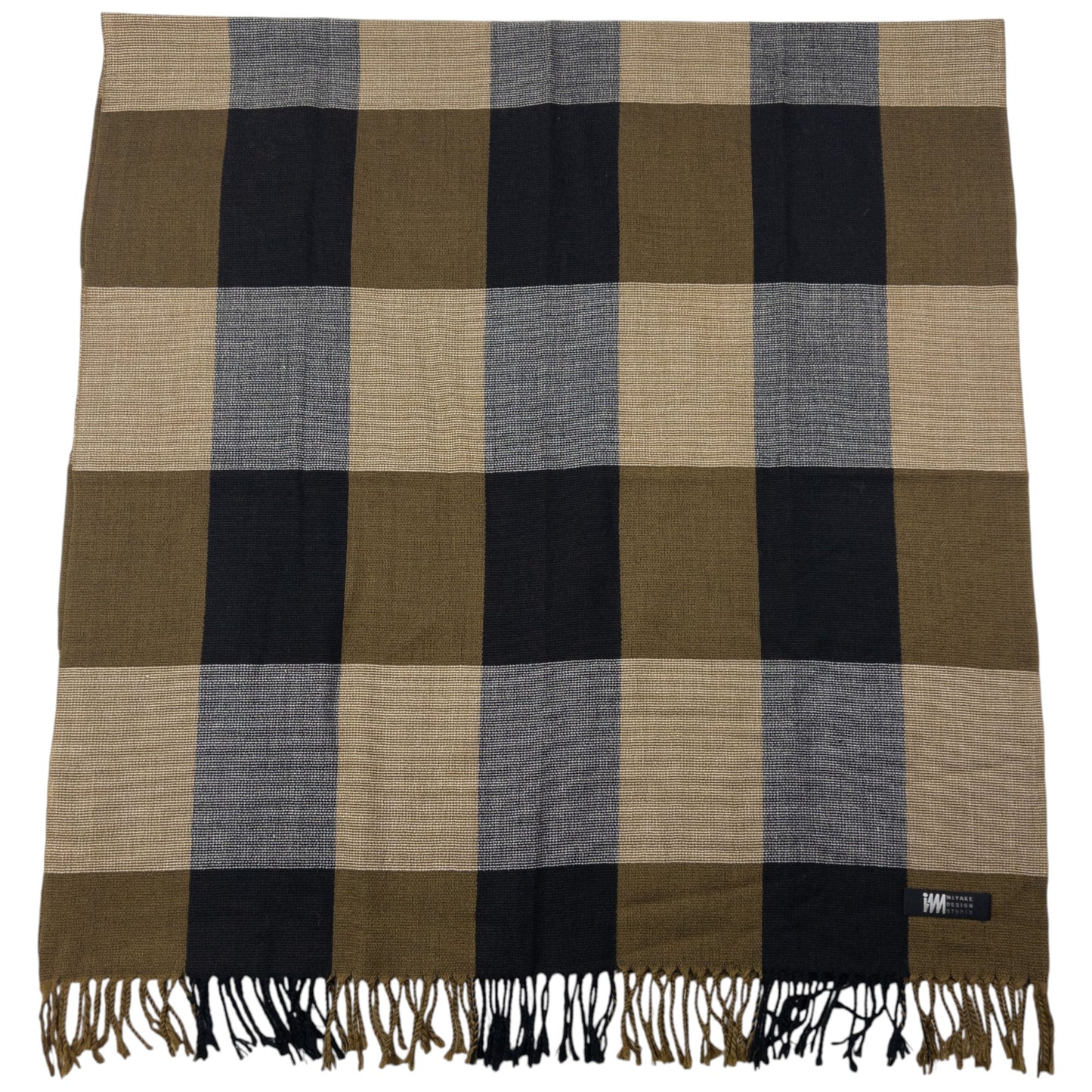 Vintage 2000s Issey Miyake Checkered Tassel Scarf