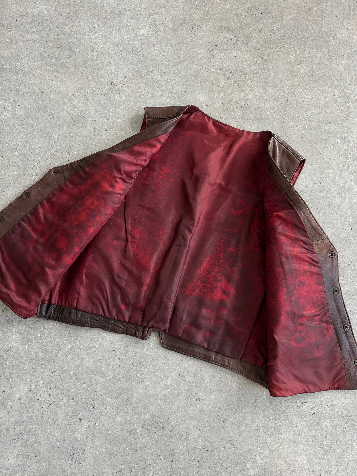 Italian Vintage Aged Leather Waistcoat - L