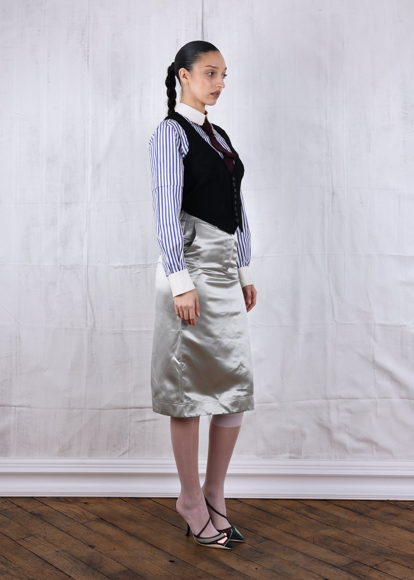 Raf Simons for Calvin Klein 205W39NYC metallic pencil silver skirt