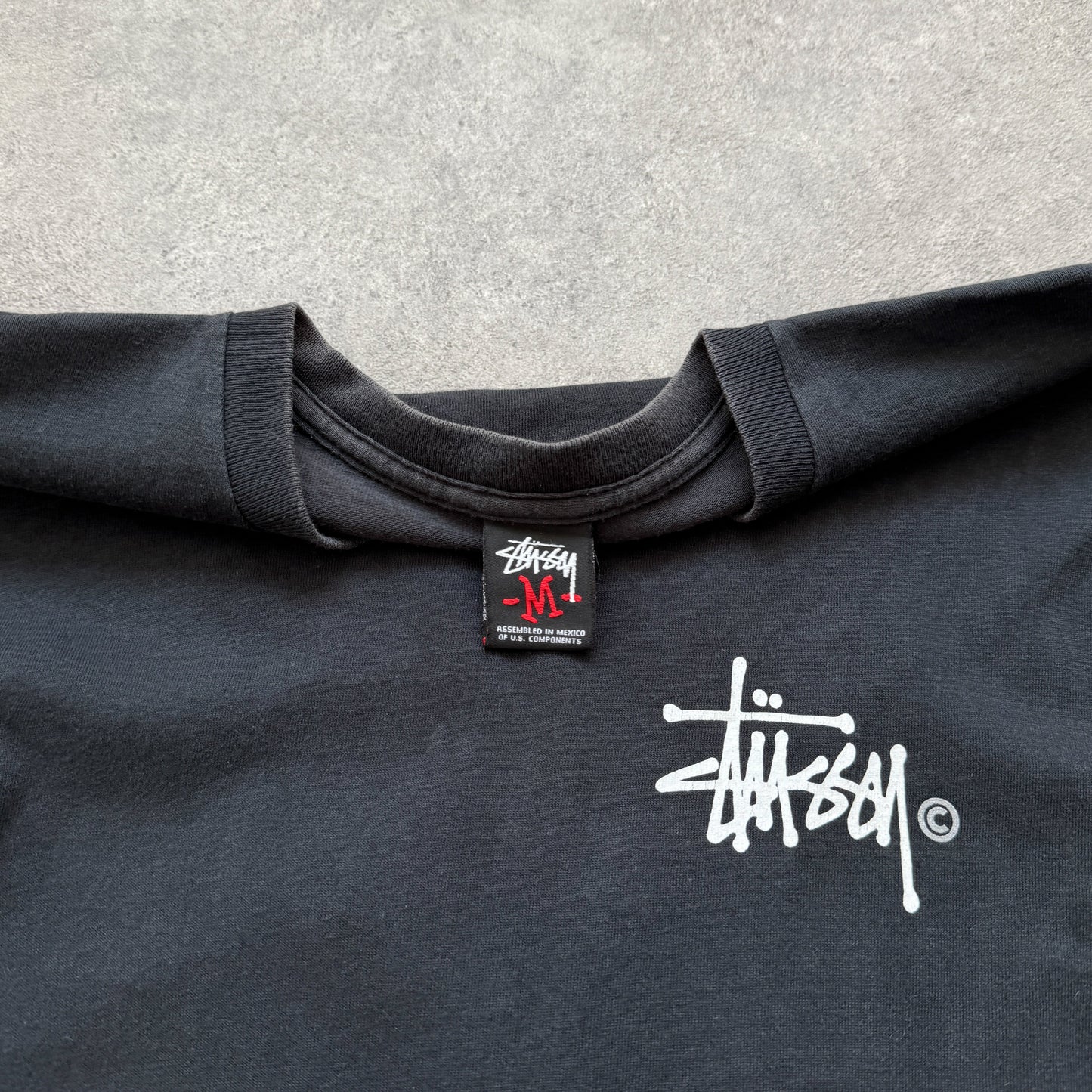Stussy 2000s heavyweight long sleeve script logo t-shirt (M)