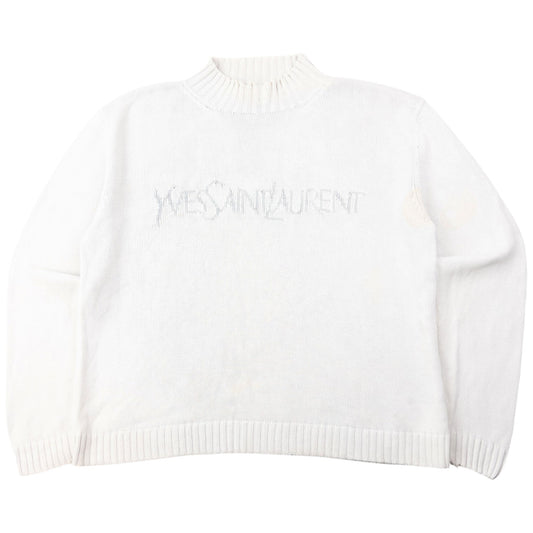 Vintage 2000s YSL Yves Saint Laurent Knit Jumper Size M | Medium, White