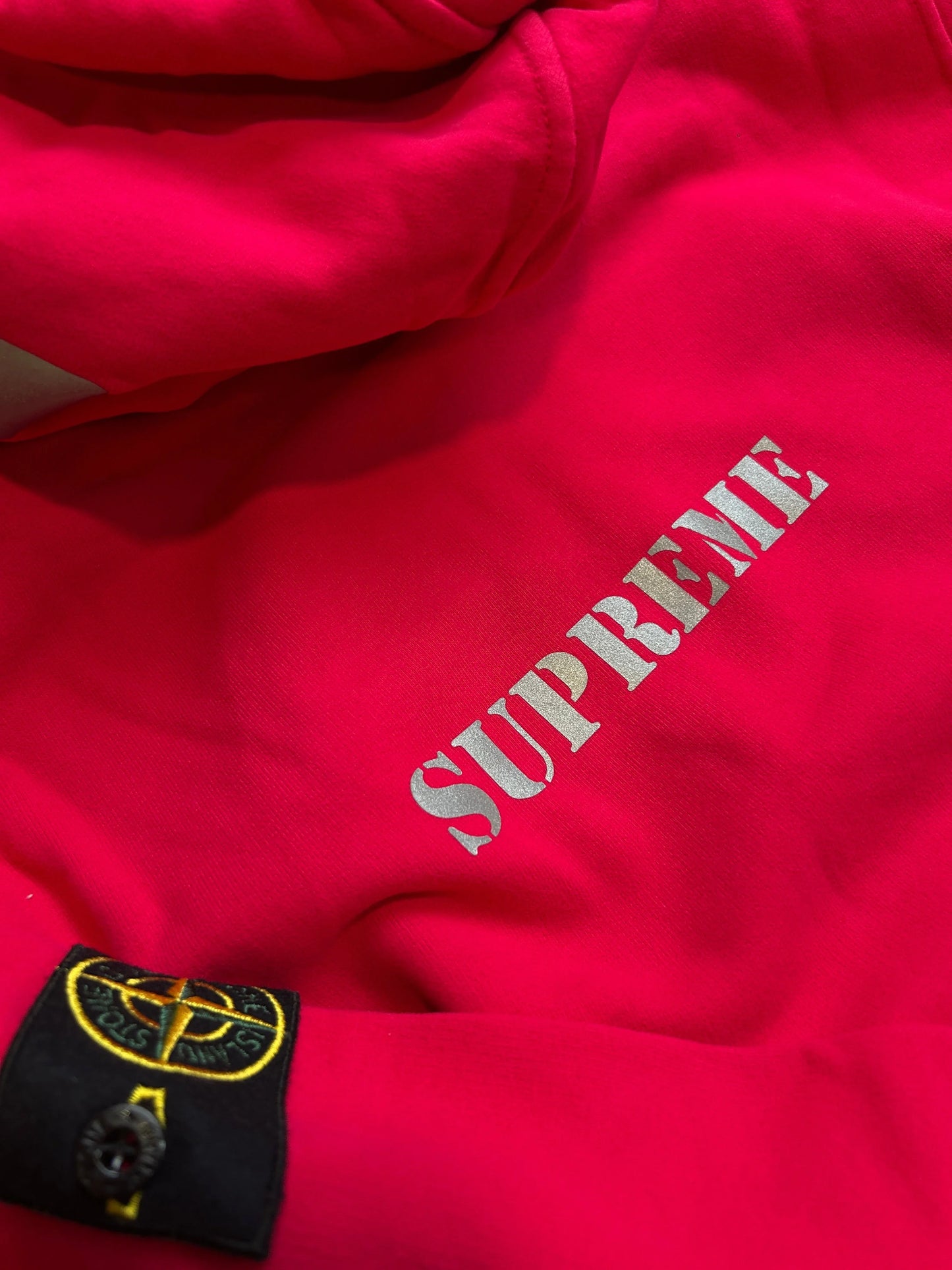 Stone Island x Supreme AW/14 Reflective Logo Hoodie L